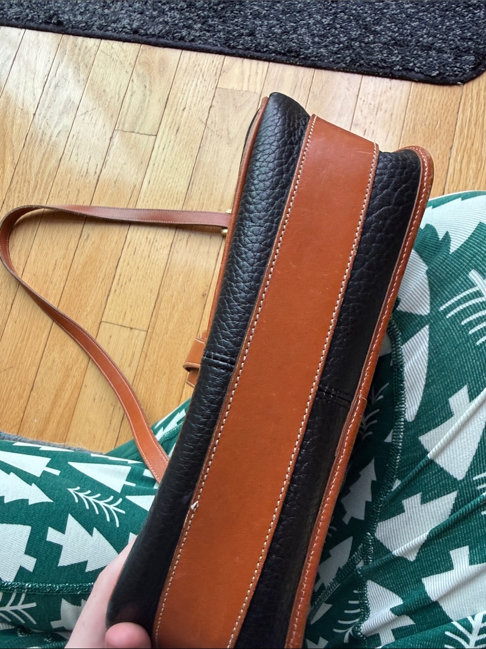 Dooney & Bourke Black with Tan Trim Pebbled Leather Crossbody - Picture 9 of 13